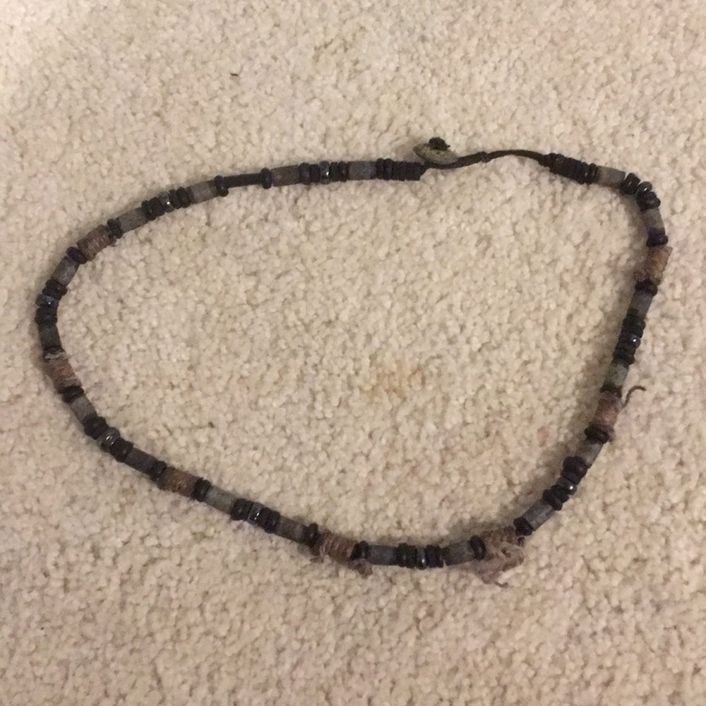 Bead and hemp necklace.